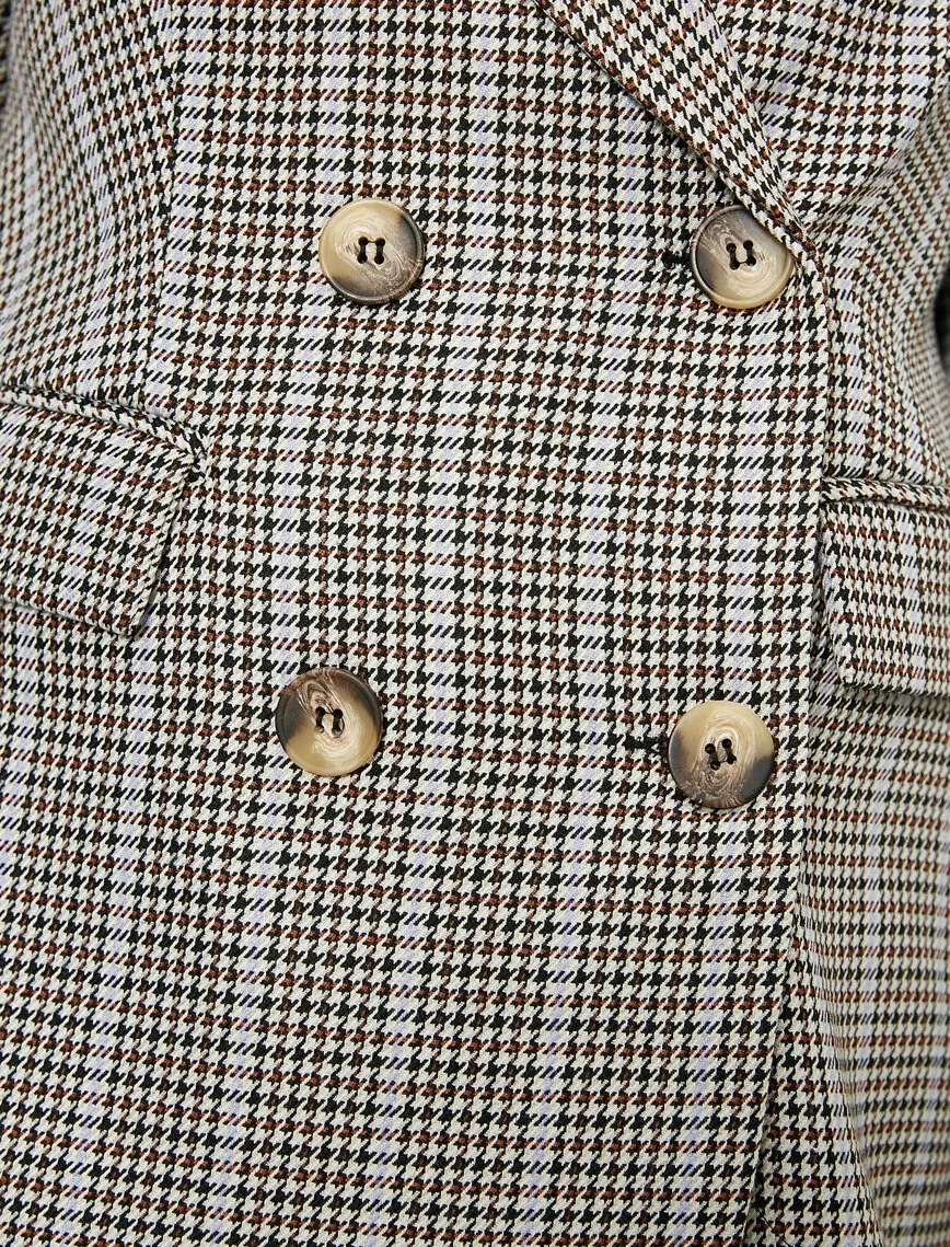 16512 Purple Double-Breasted Check Jacket