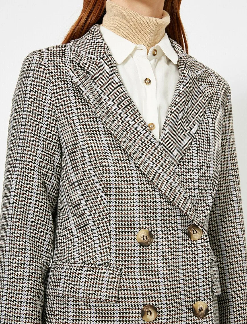 16512 Purple Double-Breasted Check Jacket