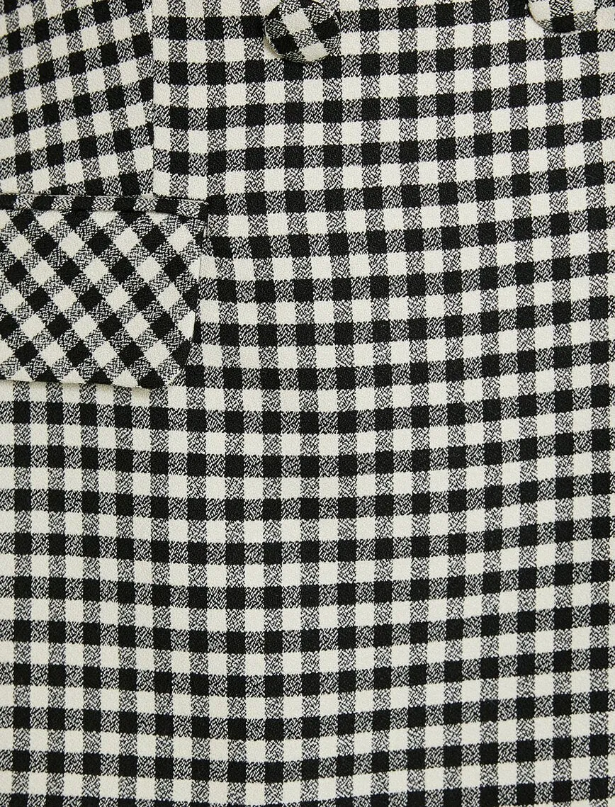 16519 Black Covered Button Check Jacket