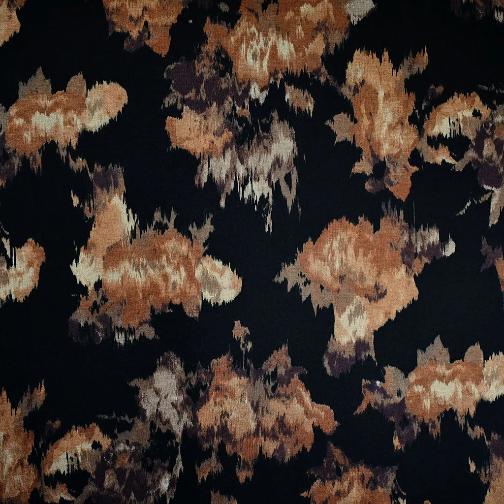 Abstract Art Floral Soft Double Knit Black/Chocolate