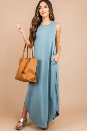 All Day Adventures Blue Gray Tank Maxi Dress