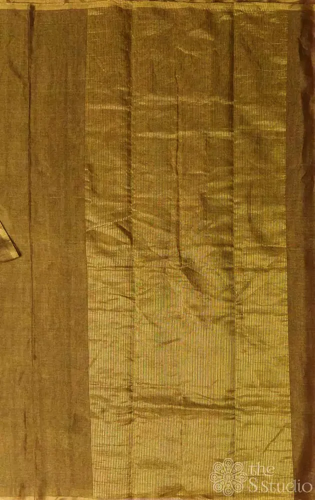 Antique gold handwoven chanderi tissue silk saree