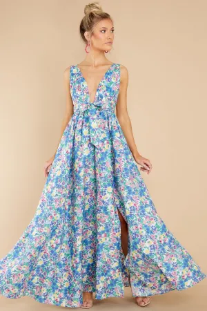 Beautiful And Breezy Blue Floral Print Maxi Dress