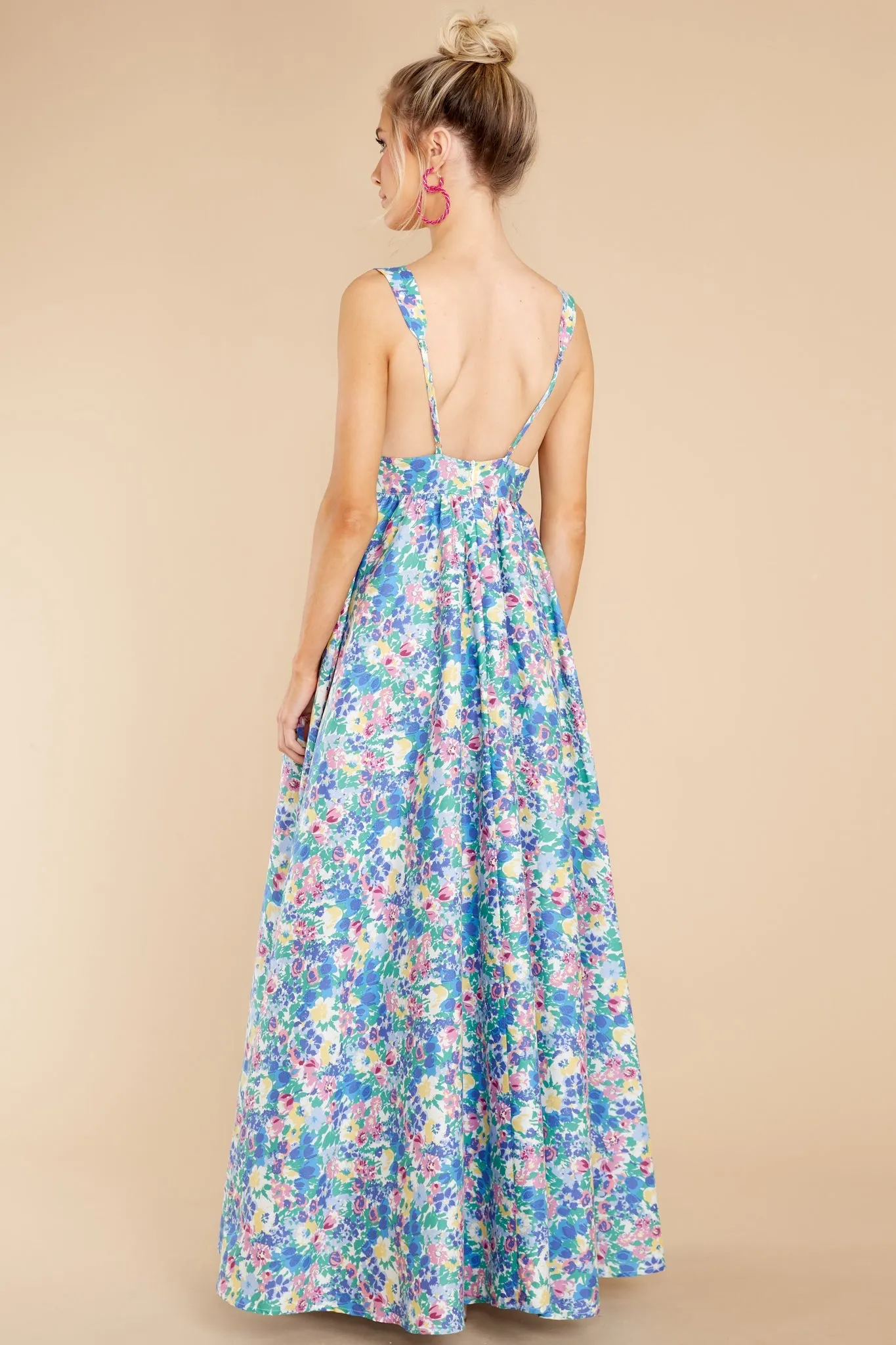 Beautiful And Breezy Blue Floral Print Maxi Dress