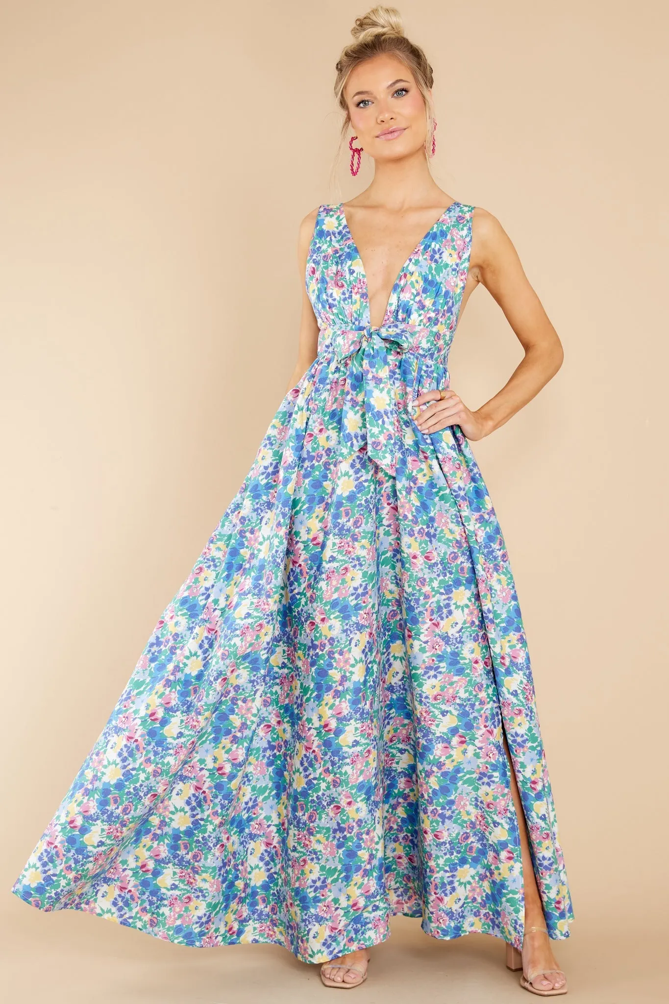 Beautiful And Breezy Blue Floral Print Maxi Dress