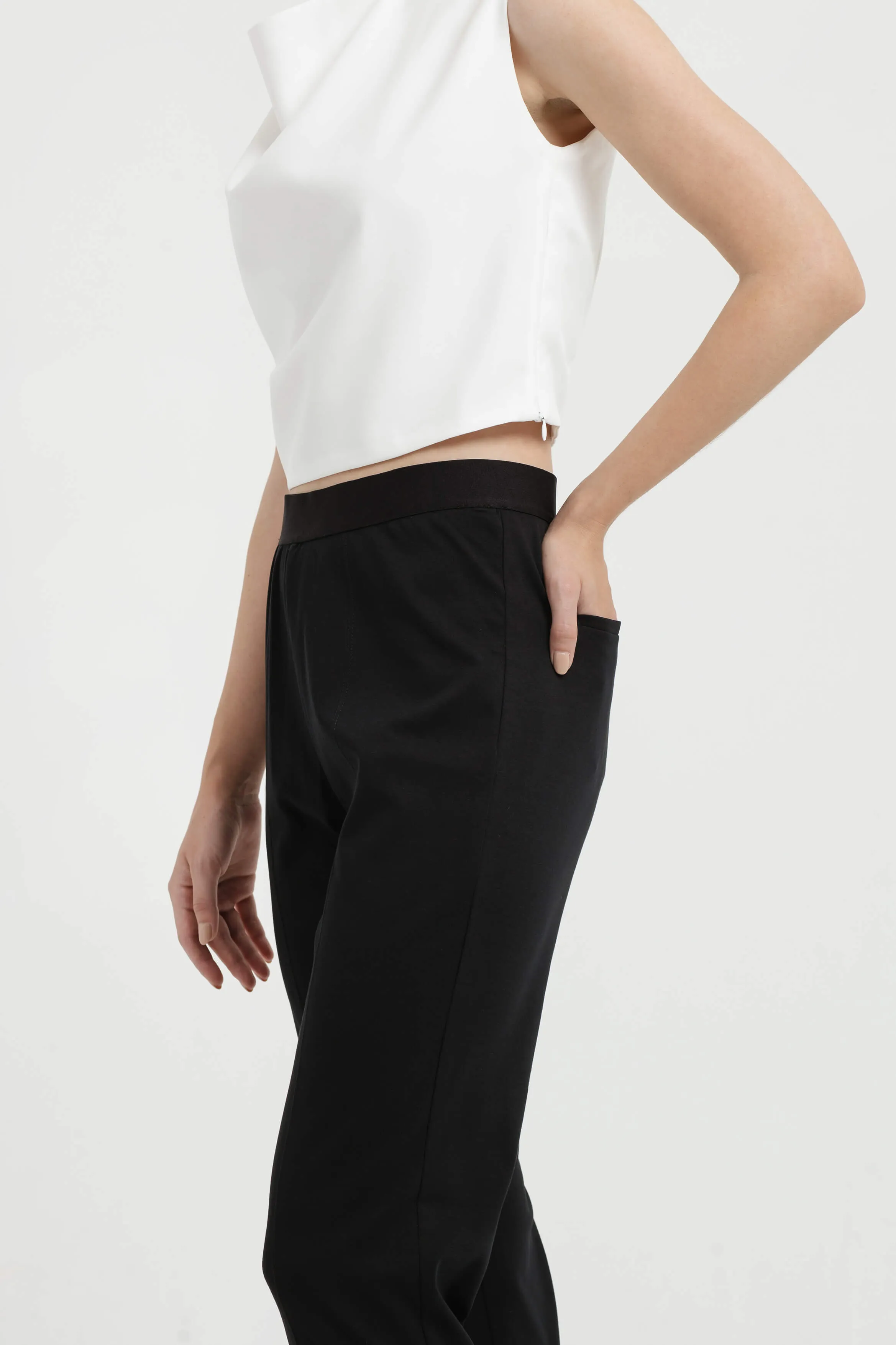 Black Airy Bamboo Relaxed Pants