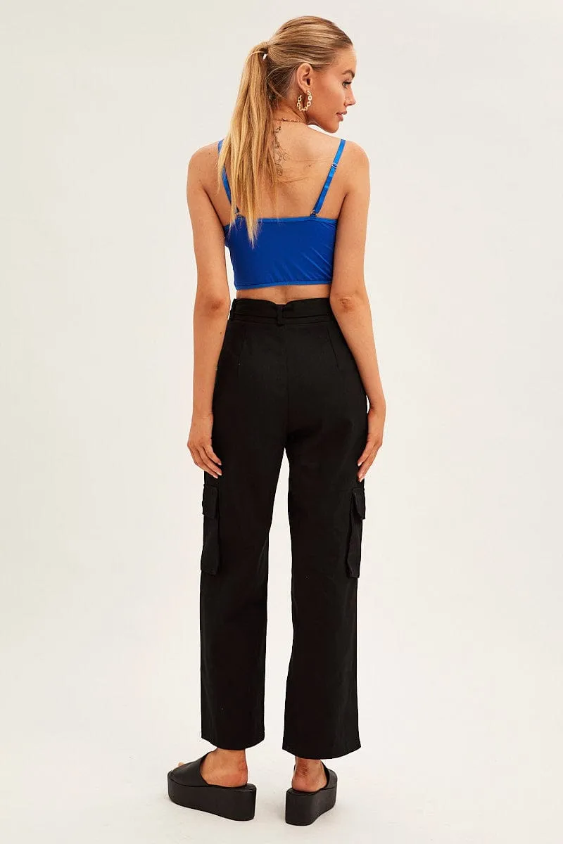 Black Cargo Pants Relaxed Wide Leg