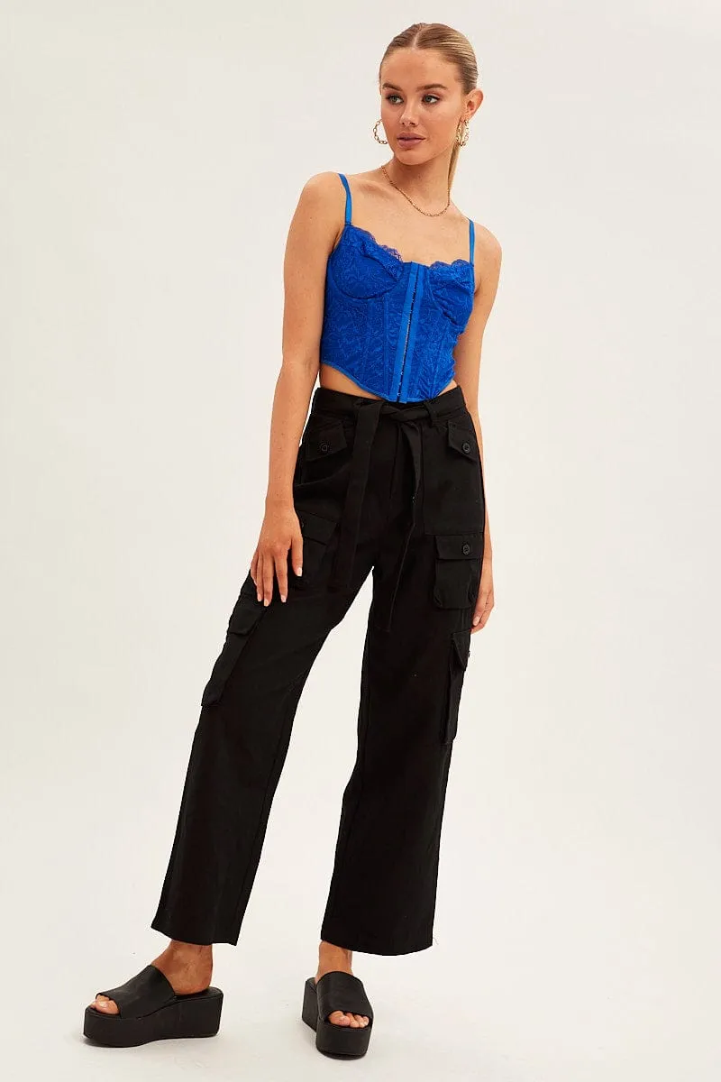 Black Cargo Pants Relaxed Wide Leg