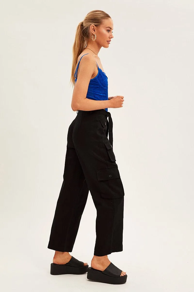 Black Cargo Pants Relaxed Wide Leg