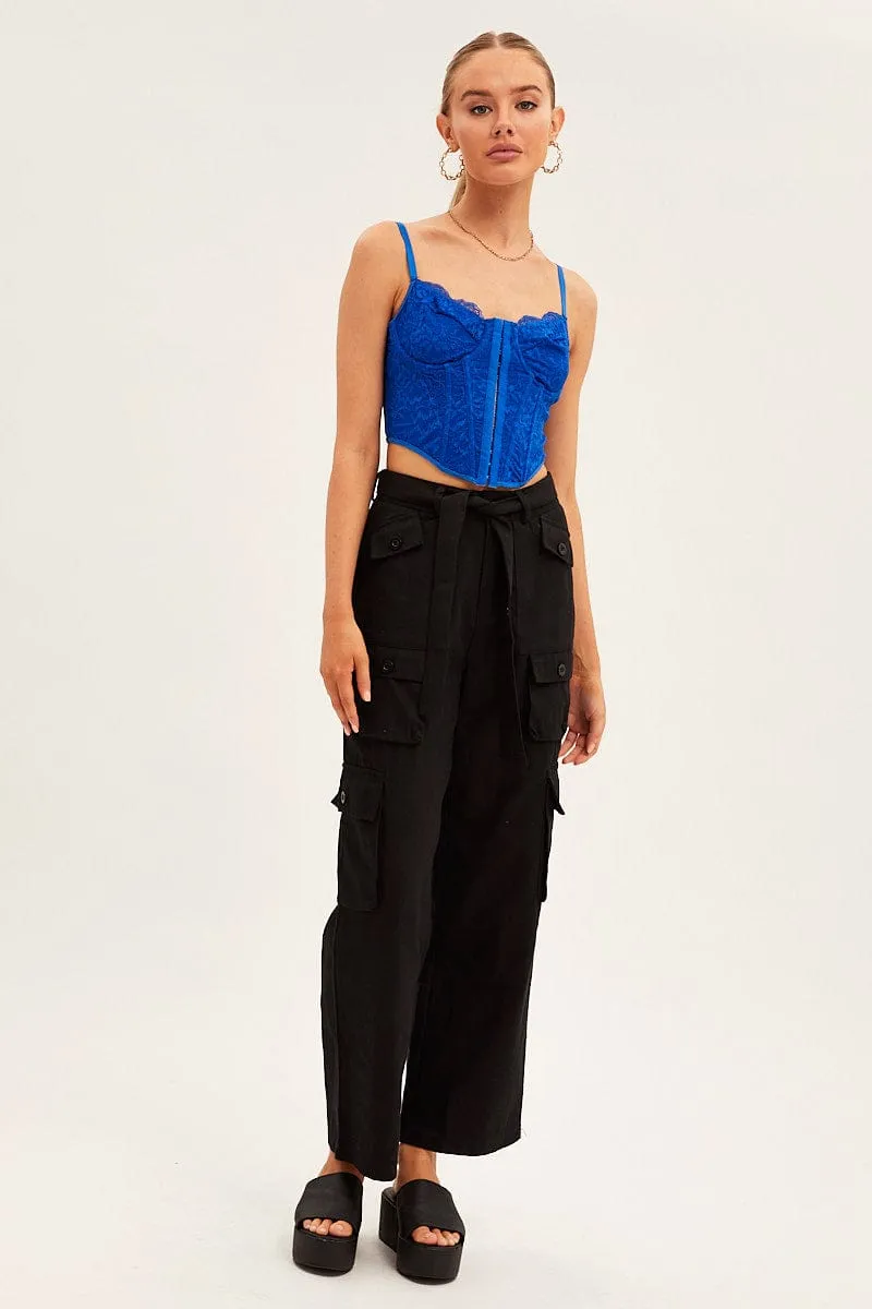 Black Cargo Pants Relaxed Wide Leg