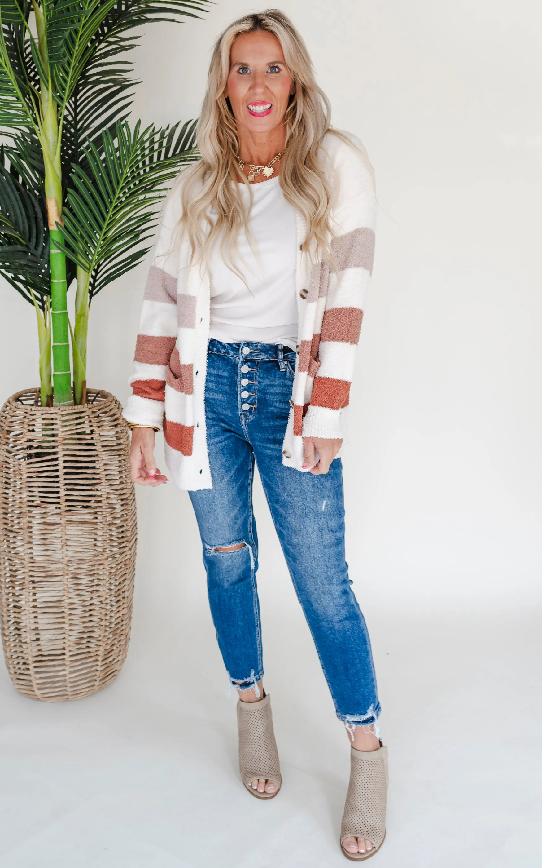 Button Bliss Stripe Cardigan by Salty Wave