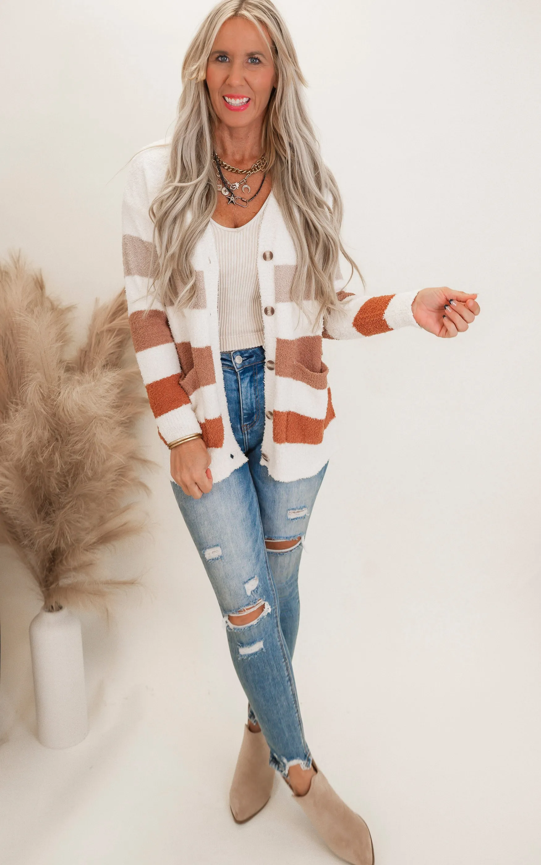 Button Bliss Stripe Cardigan by Salty Wave