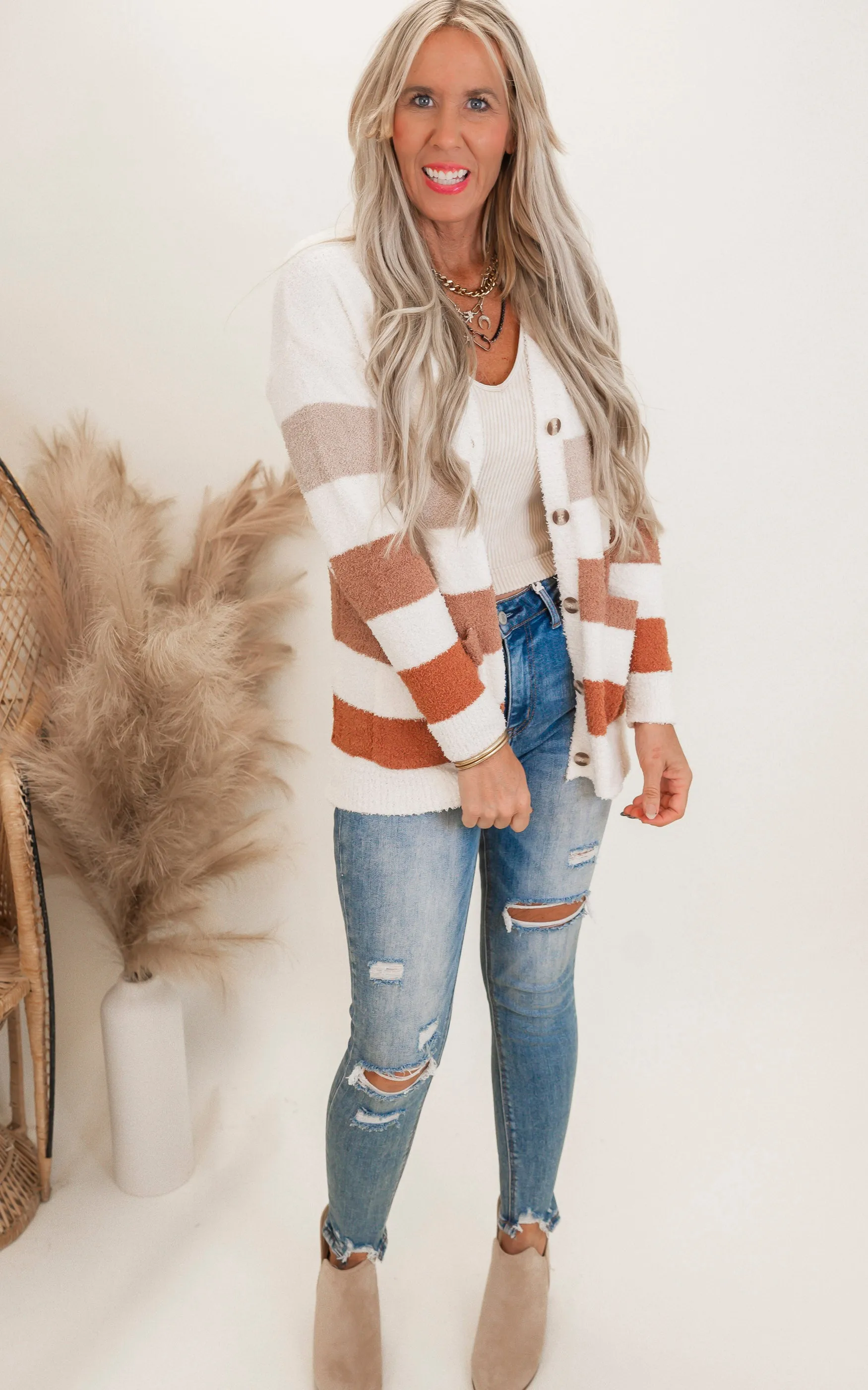 Button Bliss Stripe Cardigan by Salty Wave