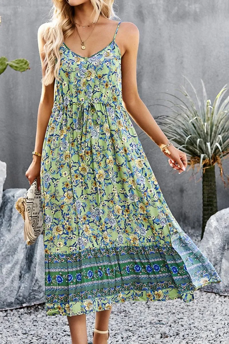 CAMI STYLE PATTERNED LONG DRESS