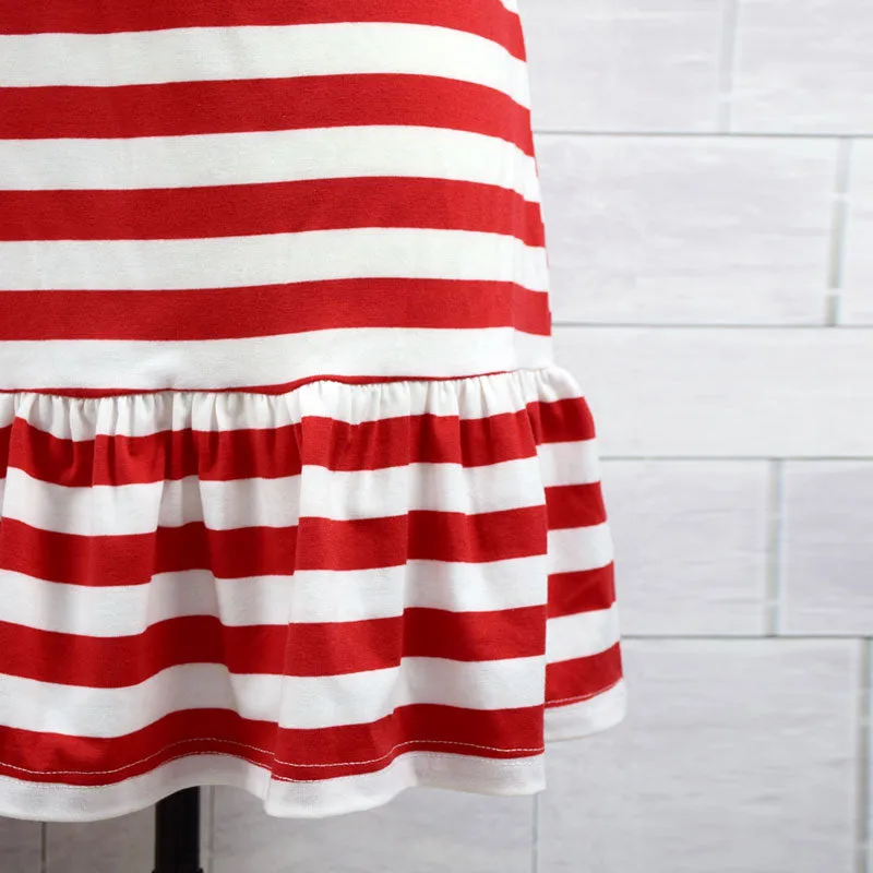 Casual Striped Short Sleeve Parent-child Dresses For Mother & Daughter