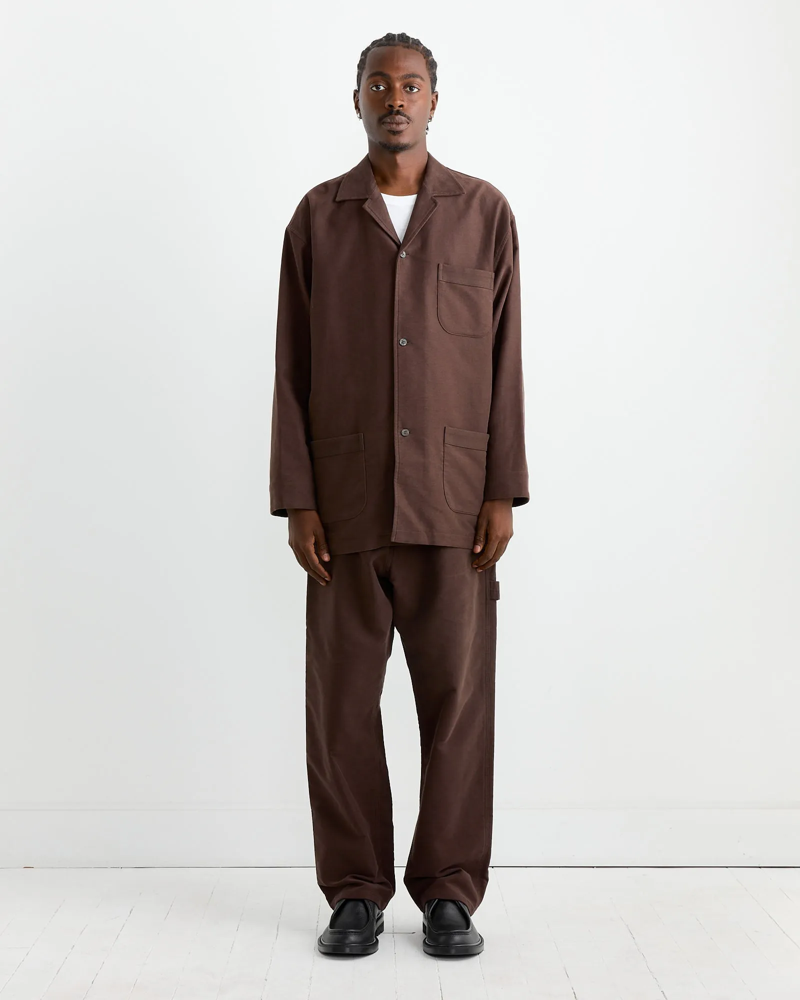 Cotton Silk Moleskin Pant in Brown