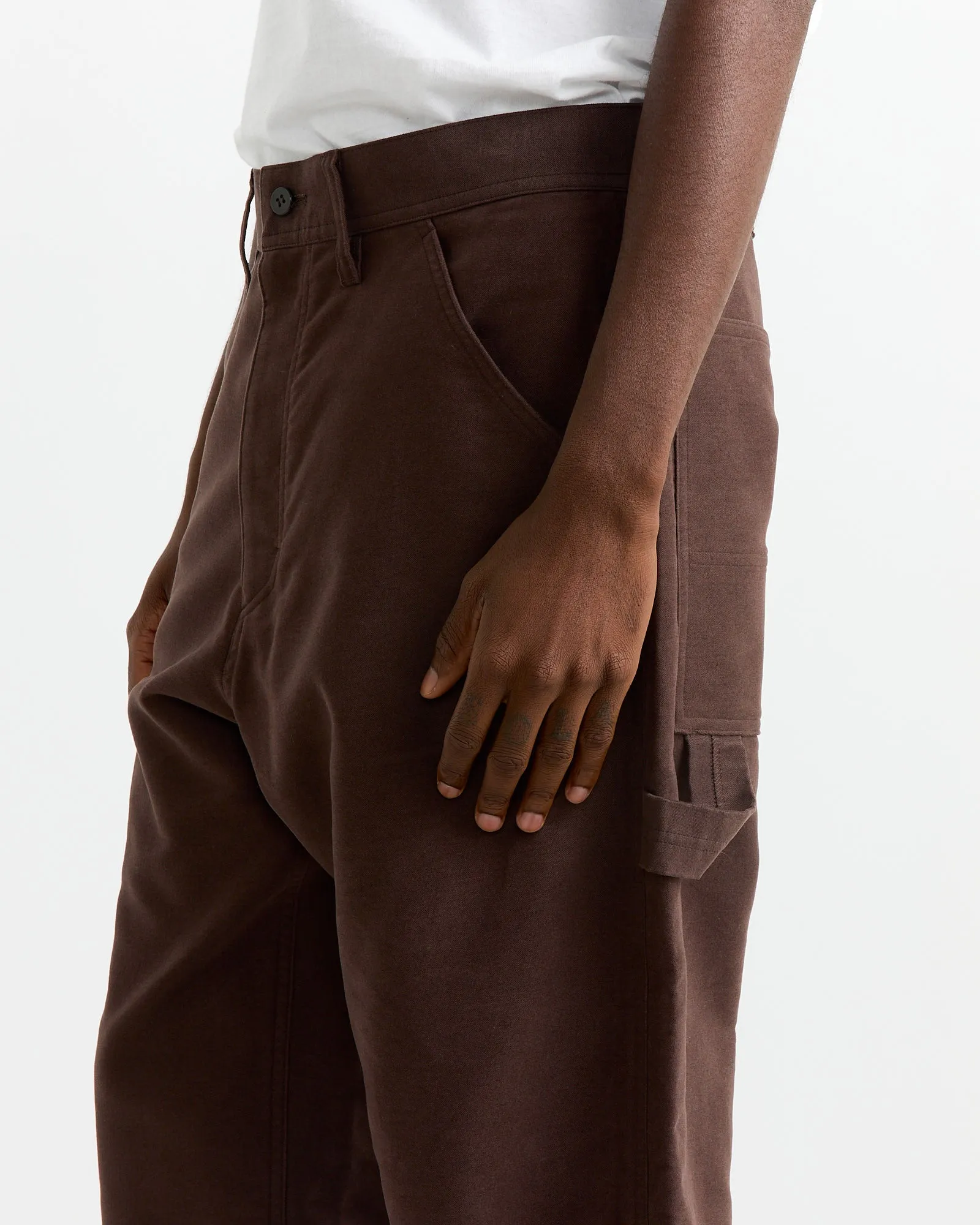 Cotton Silk Moleskin Pant in Brown