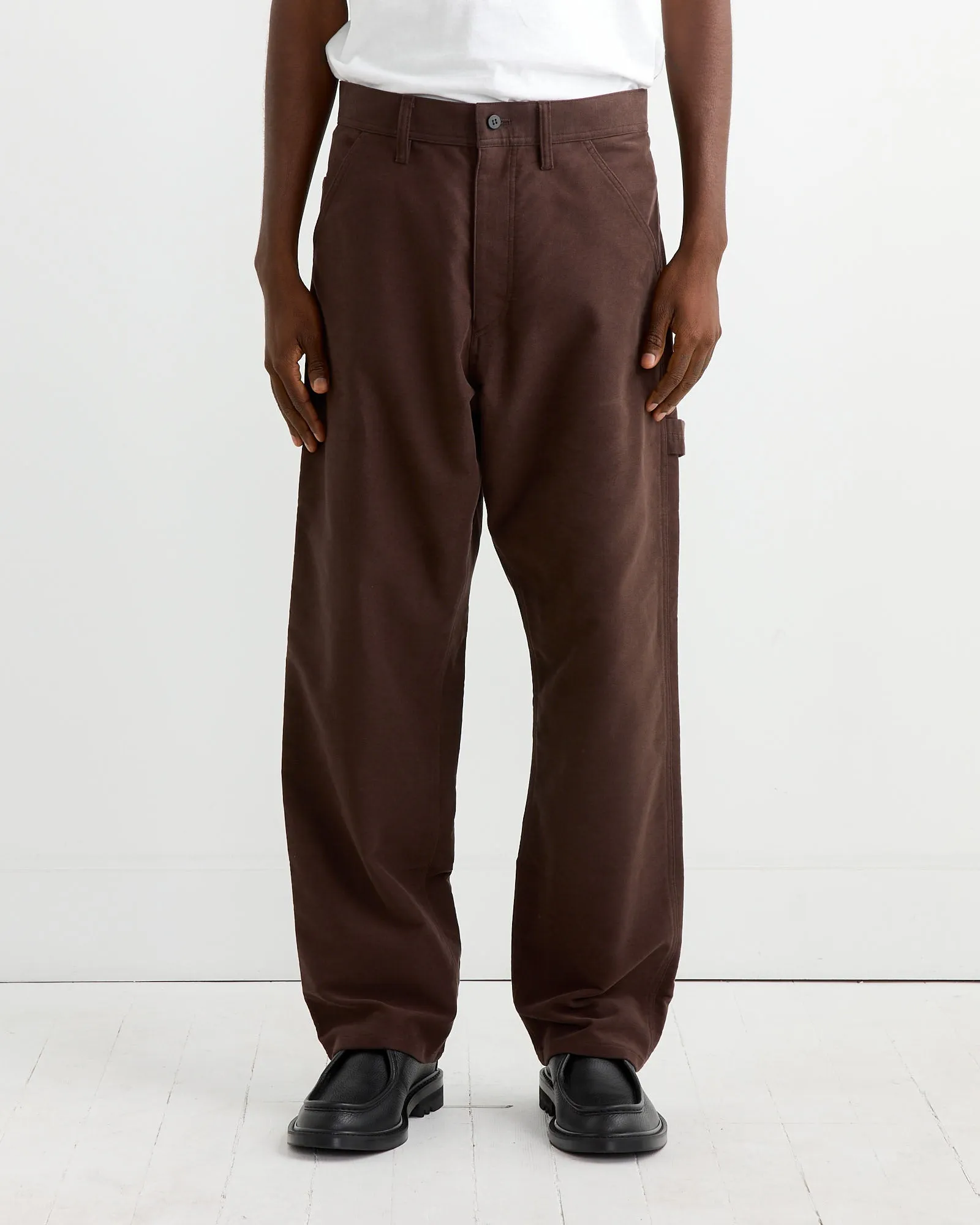 Cotton Silk Moleskin Pant in Brown