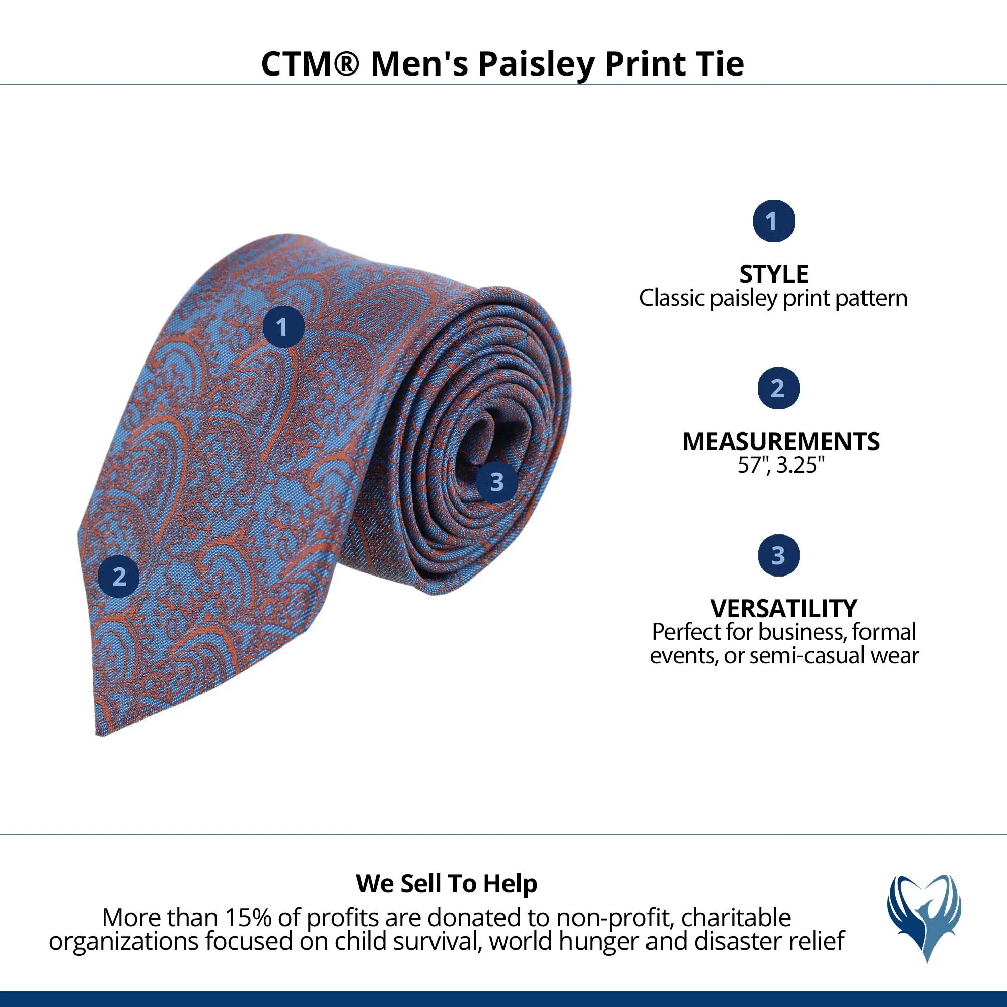 CTM® Men's Paisley Print Tie