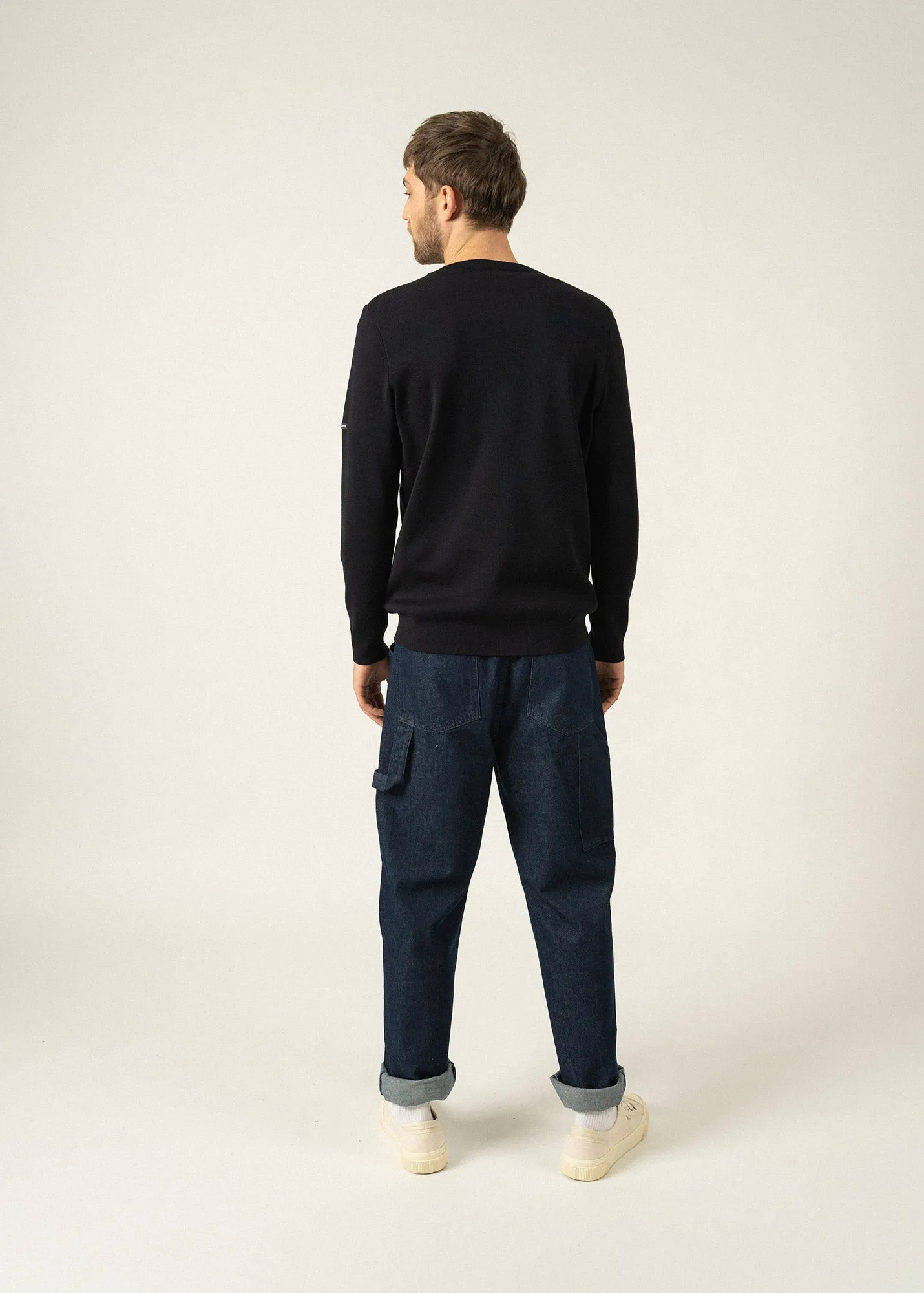 Cuirassé V neck jumper - in soft wool (NAVY)