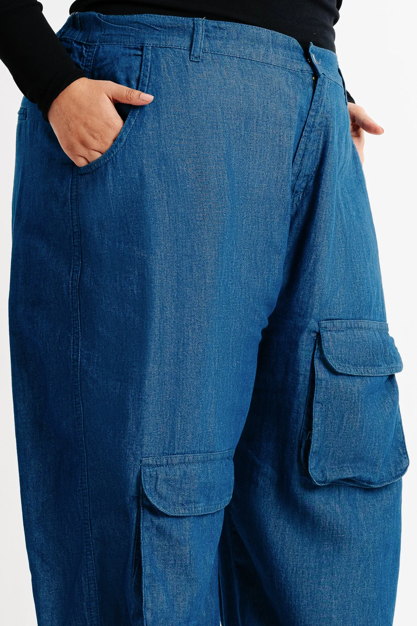 Elasticated Lightweight Cargo Denim Pants