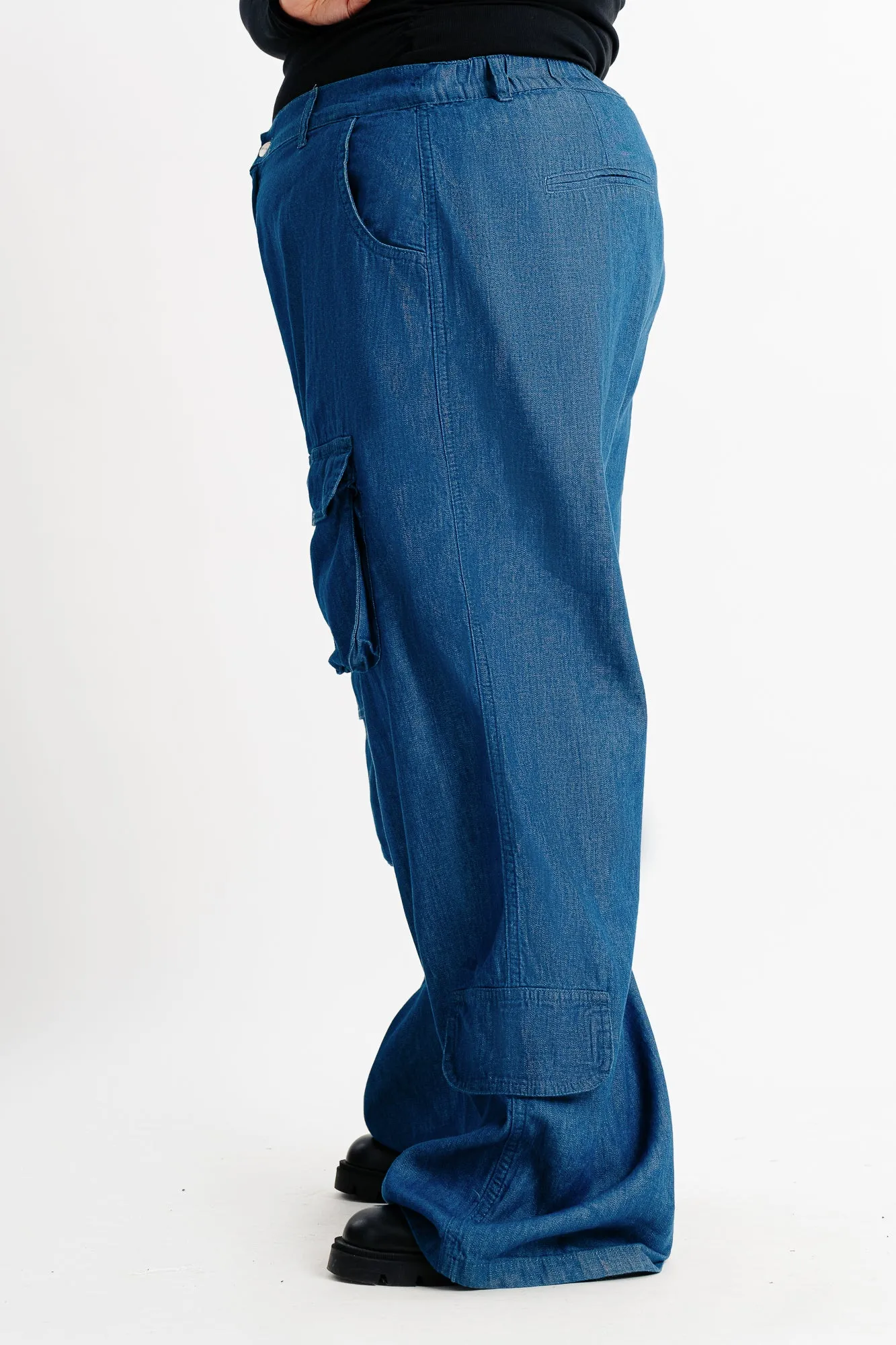 Elasticated Lightweight Cargo Denim Pants