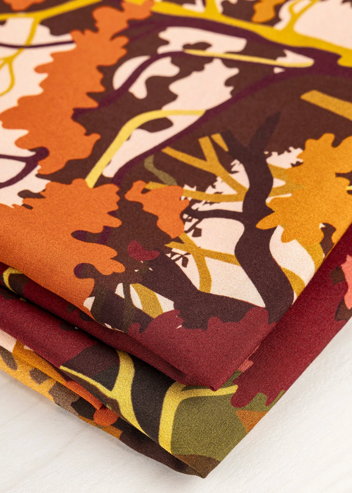 Fall Forest Viscose Print - Warm Tones