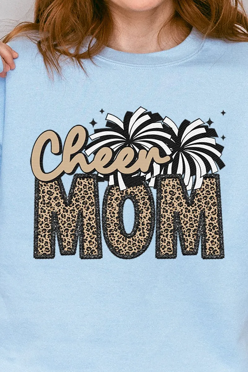 Faux Embroidery Cheer Mom Heavy-weight Crew Sweatshirt