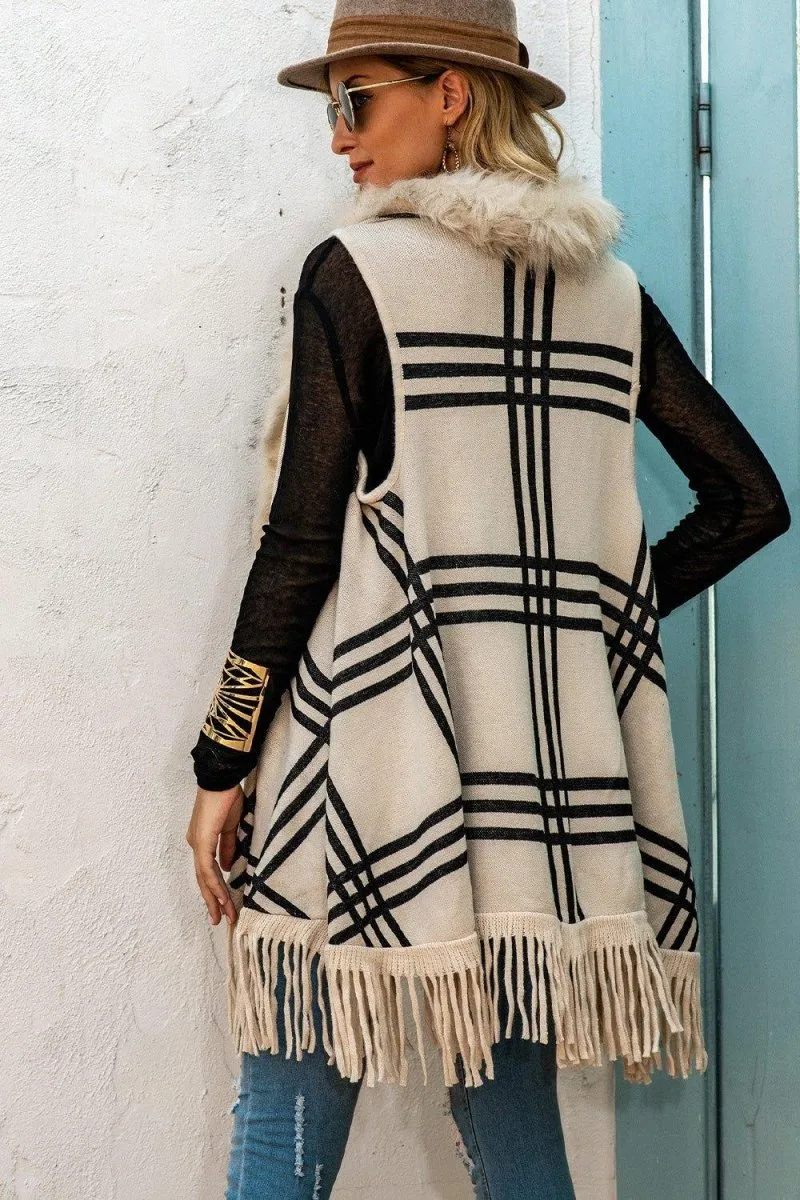 Fringe Fur Long Cardigan