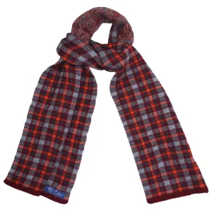 Grey / Lt Blue / Org Tartan Plaid Merino Wool Scarf by 40 Colori Italy (Exclusive)