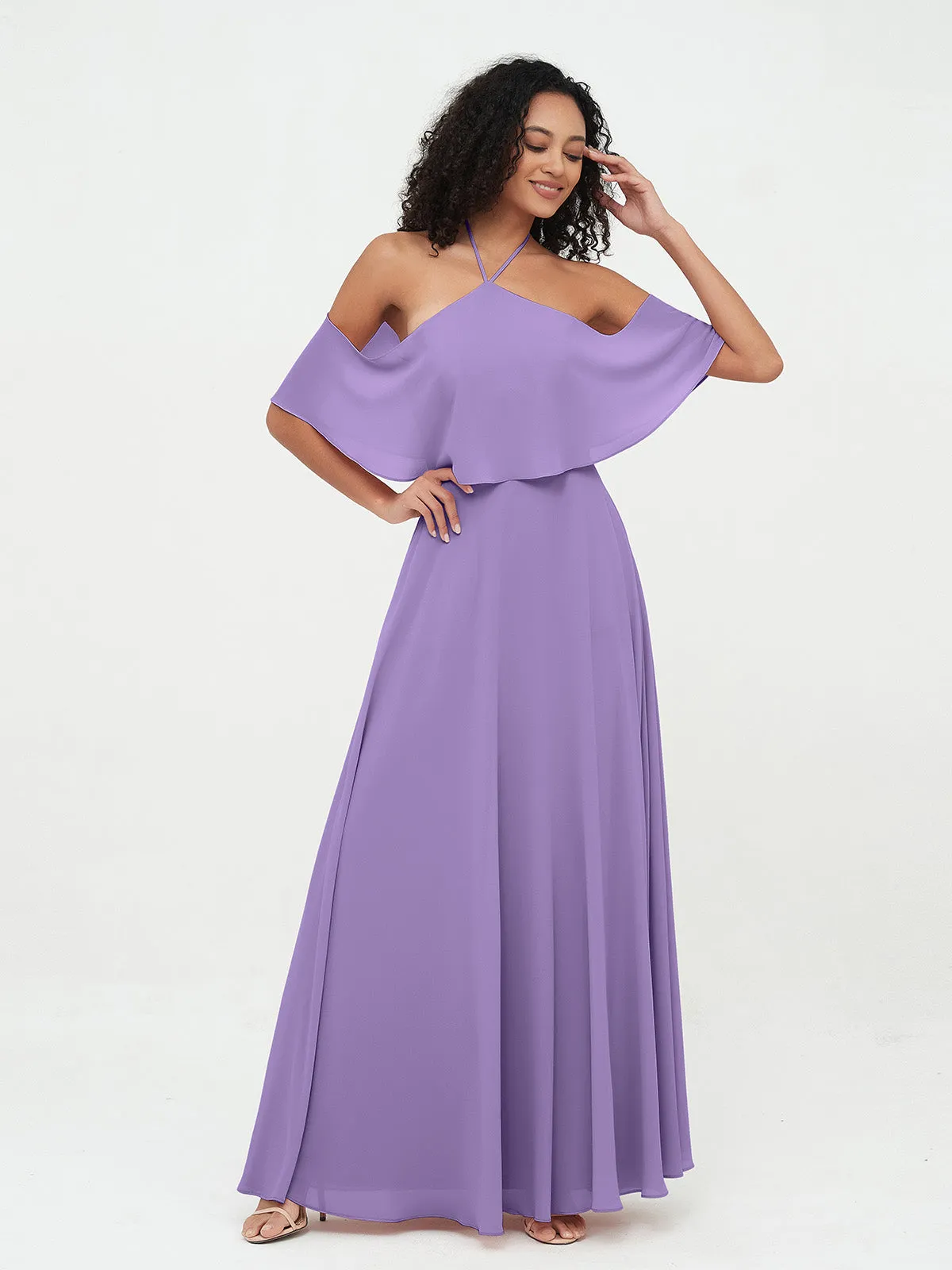 Halter Off the Shoulder Max Dresses with Pockets-Tahiti