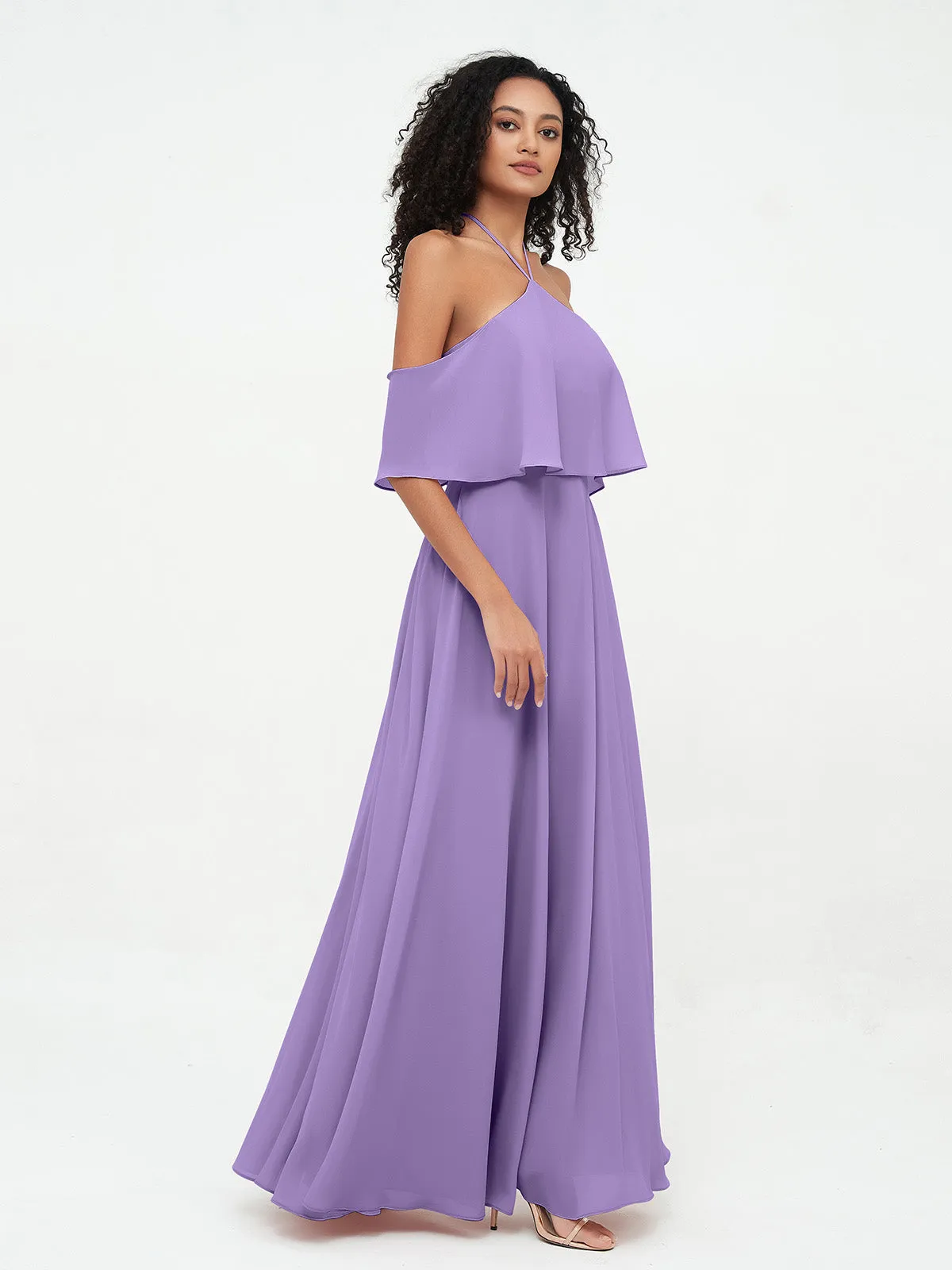 Halter Off the Shoulder Max Dresses with Pockets-Tahiti