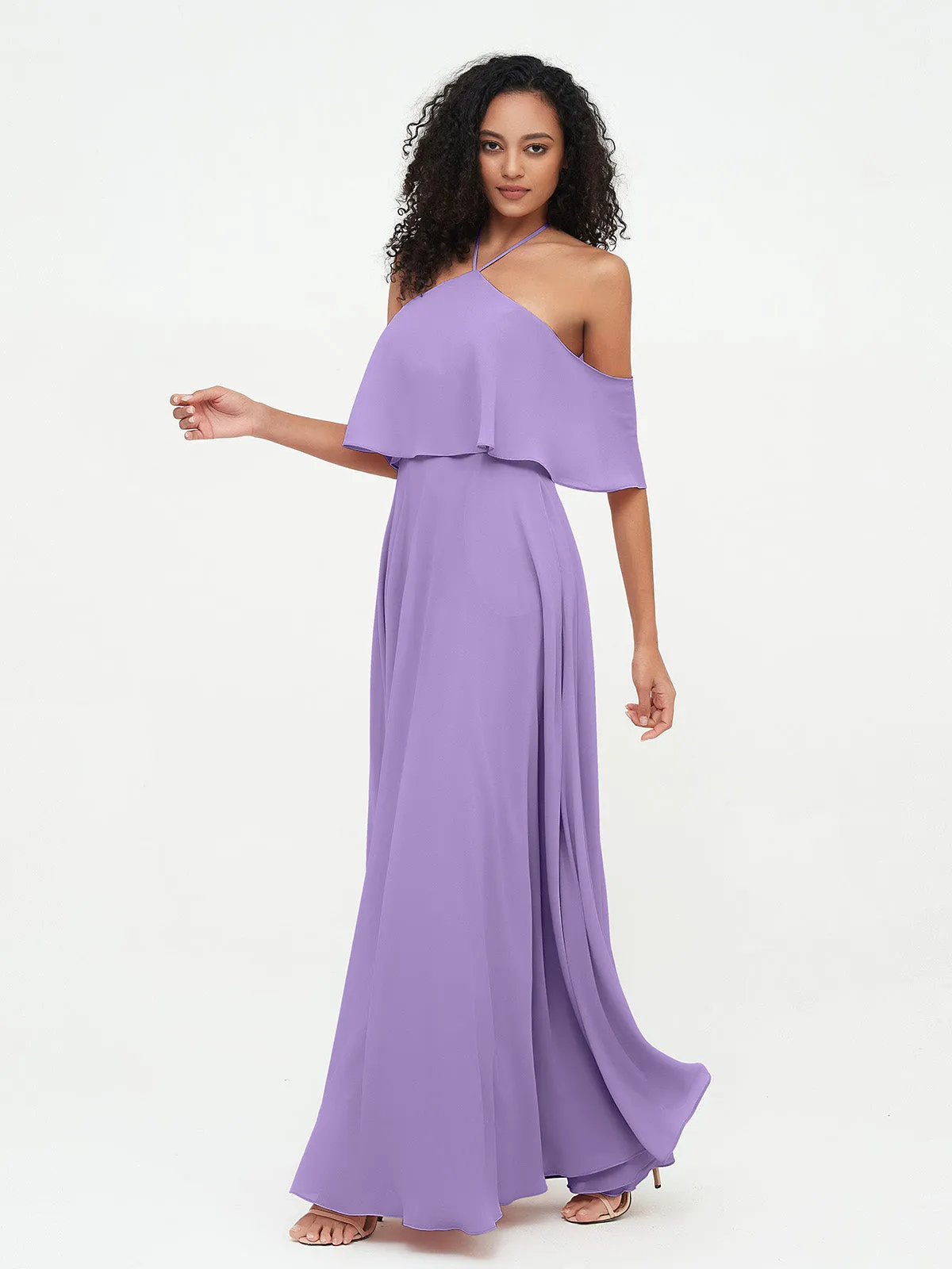 Halter Off the Shoulder Max Dresses with Pockets-Tahiti