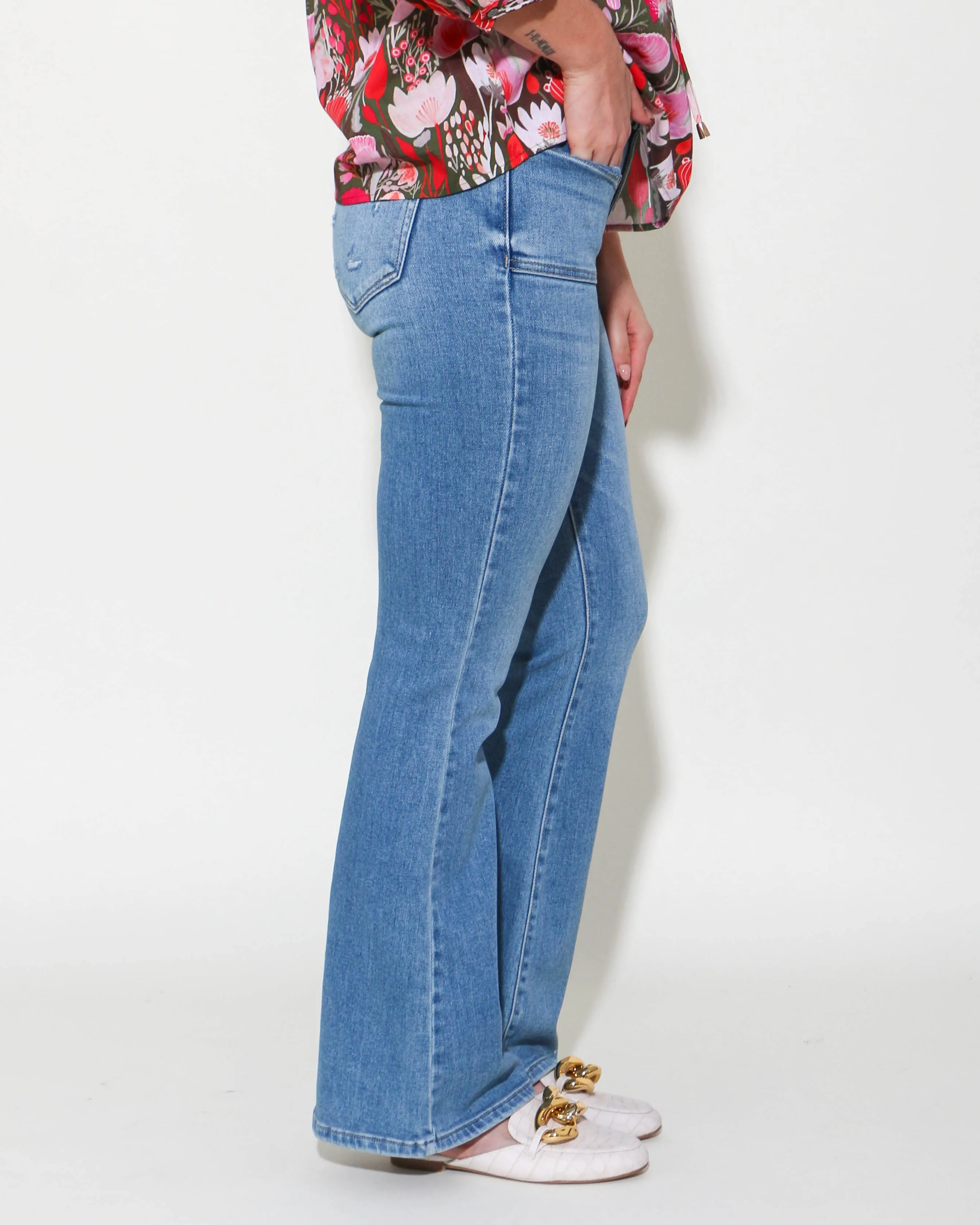 Happi Flare Medium Dark Jeans With Patch Pockets