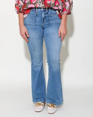 Happi Flare Medium Dark Jeans With Patch Pockets