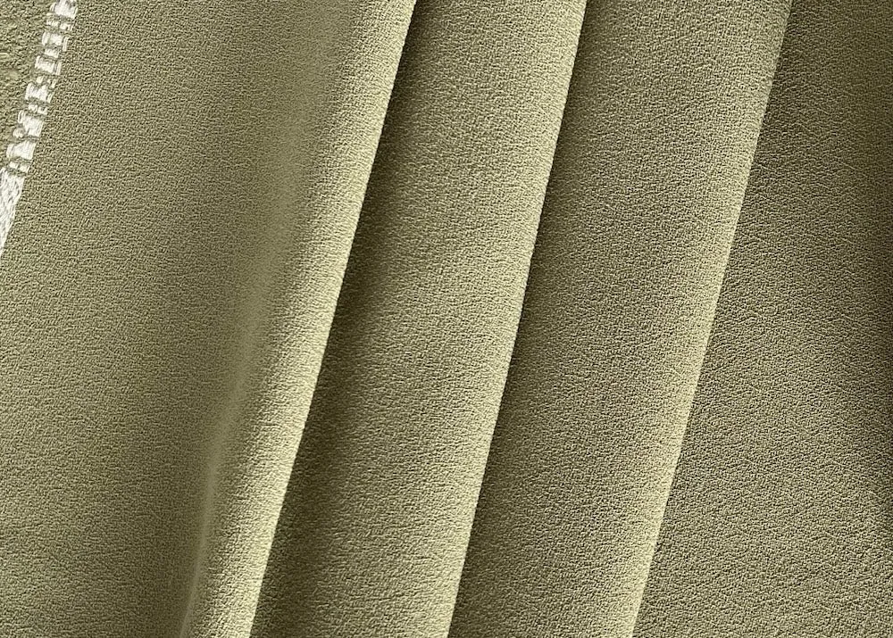 High-End Streamed Artichoke Selvedged Wool Crepe (Made in Italy)