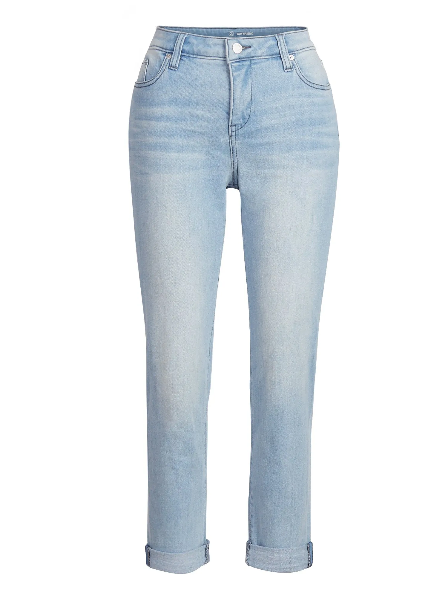 High-Rise Diamond Blue Boyfriend Jeans