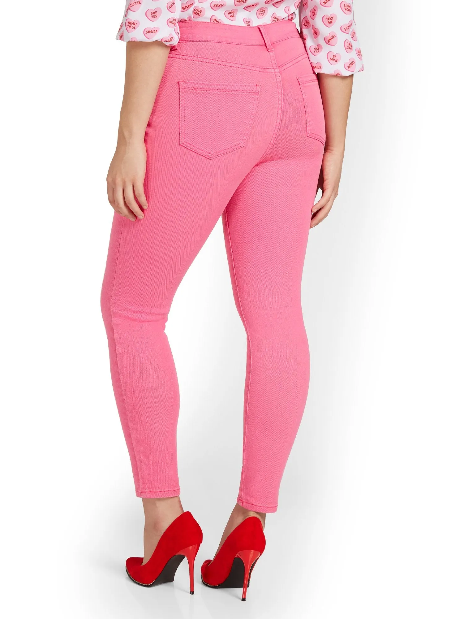 High-Waisted Super-Skinny Jeans - Fuschia Purple