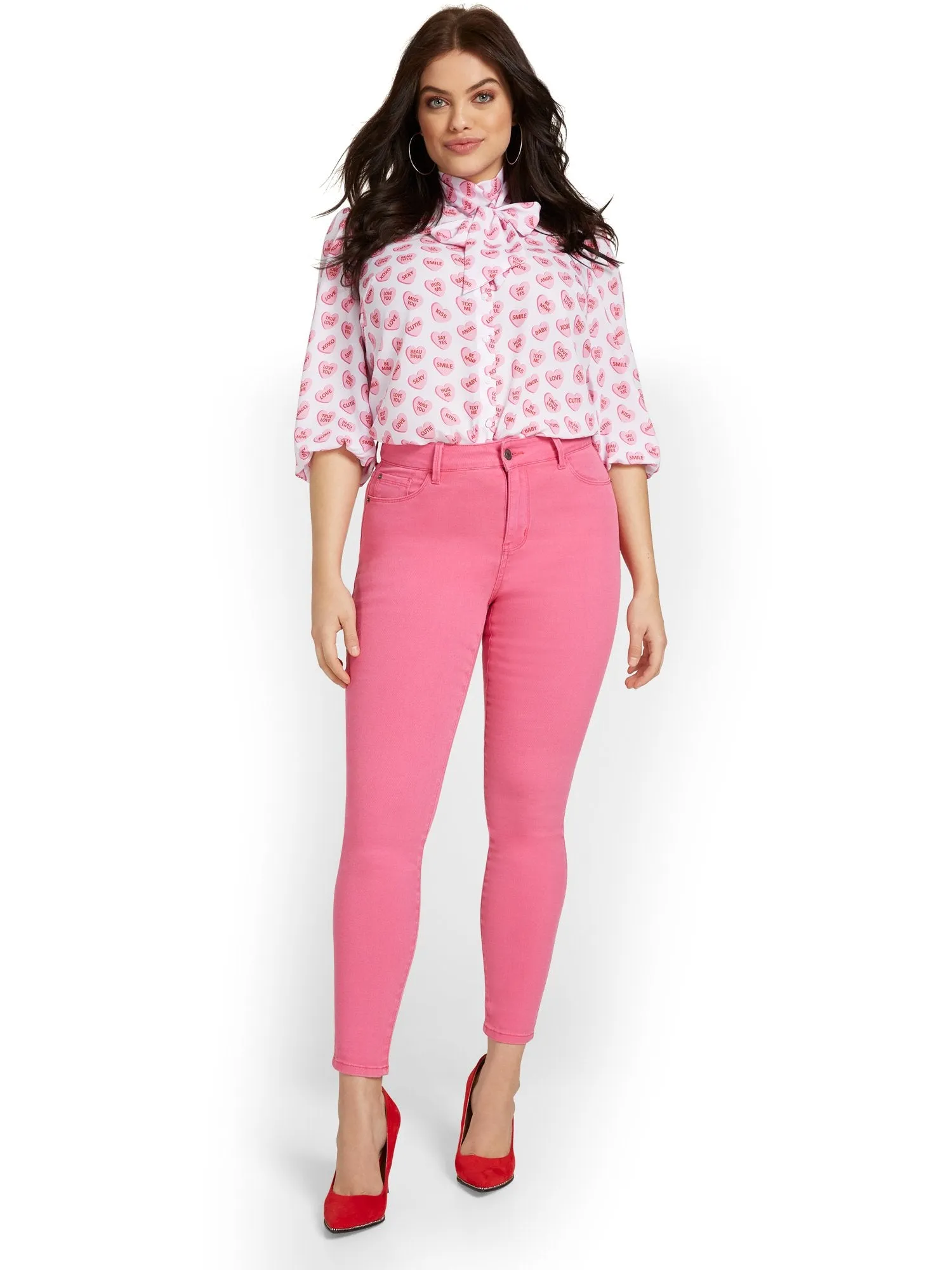 High-Waisted Super-Skinny Jeans - Fuschia Purple