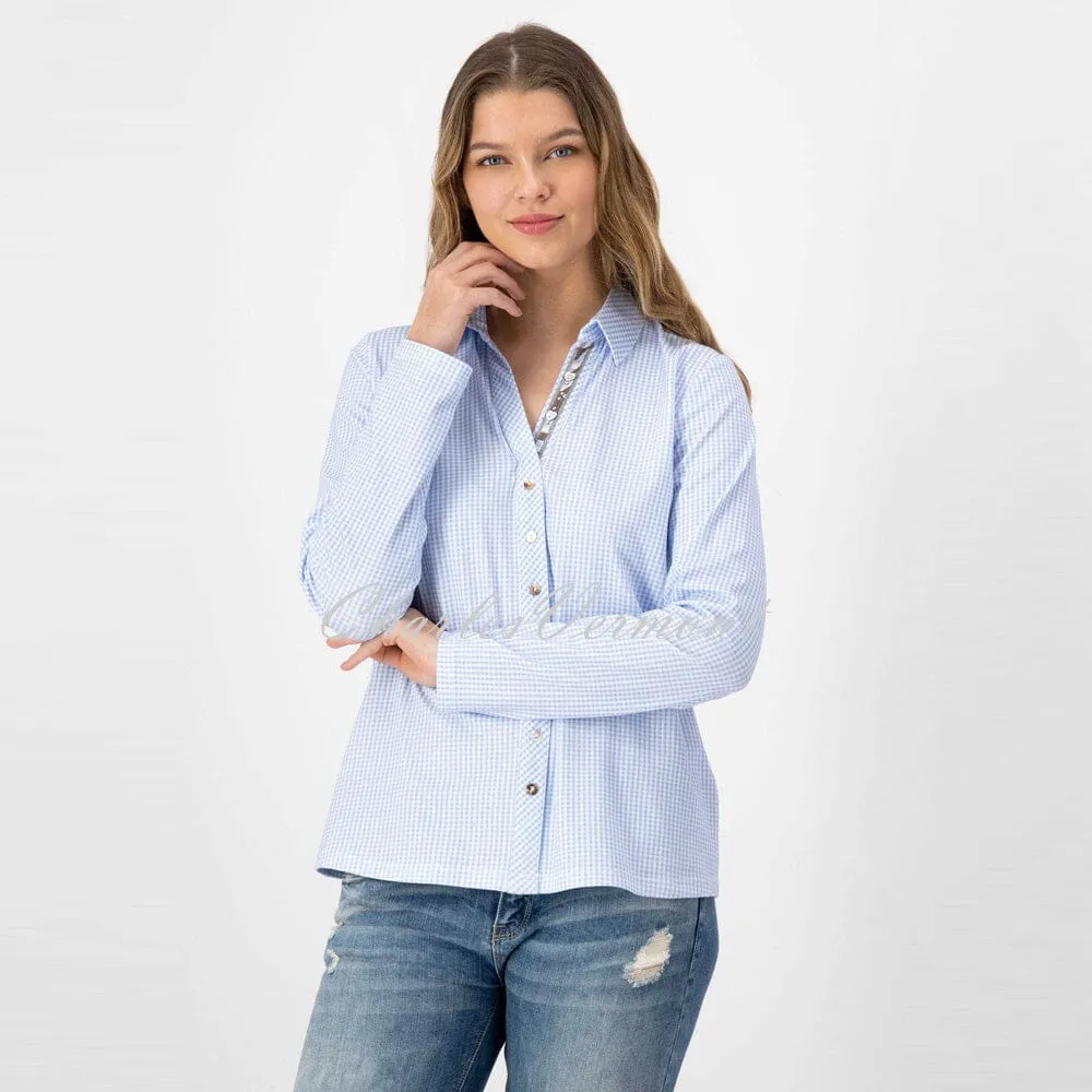 Just White Check Blouse with V-neck – Style C1219