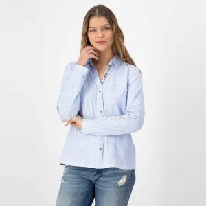 Just White Check Blouse with V-neck – Style C1219