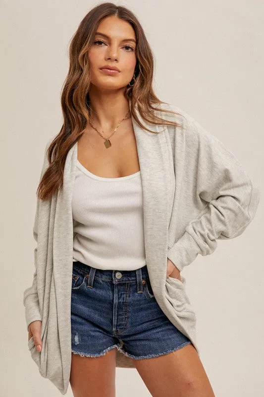 Light Gray Soft Brushed Cocoon Cardigan