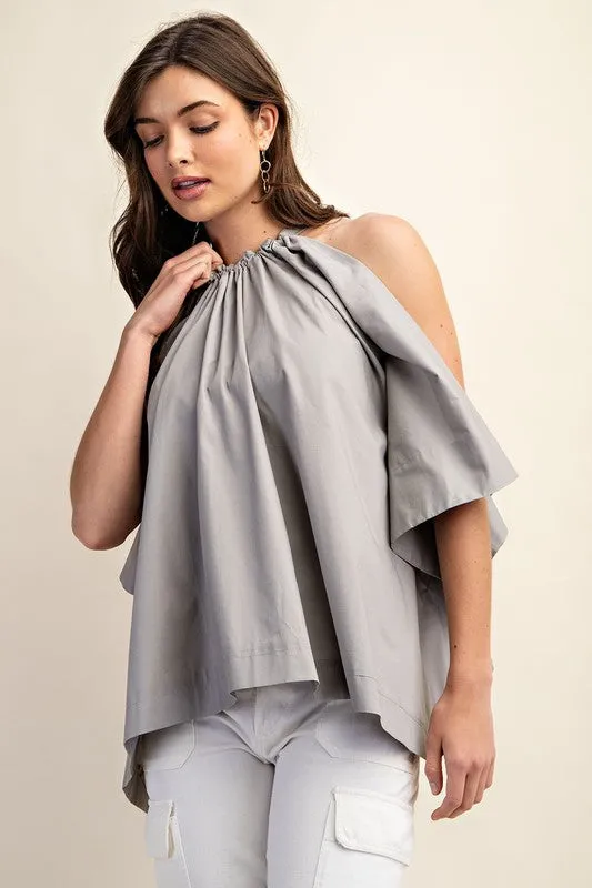 Light Grey Bow Back Sleeveless Blouse Top