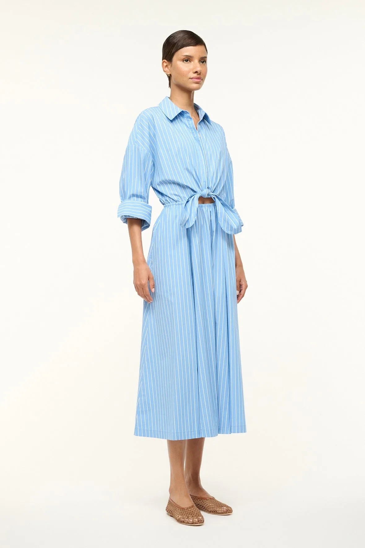 LISA DRESS | AZURE PINSTRIPE