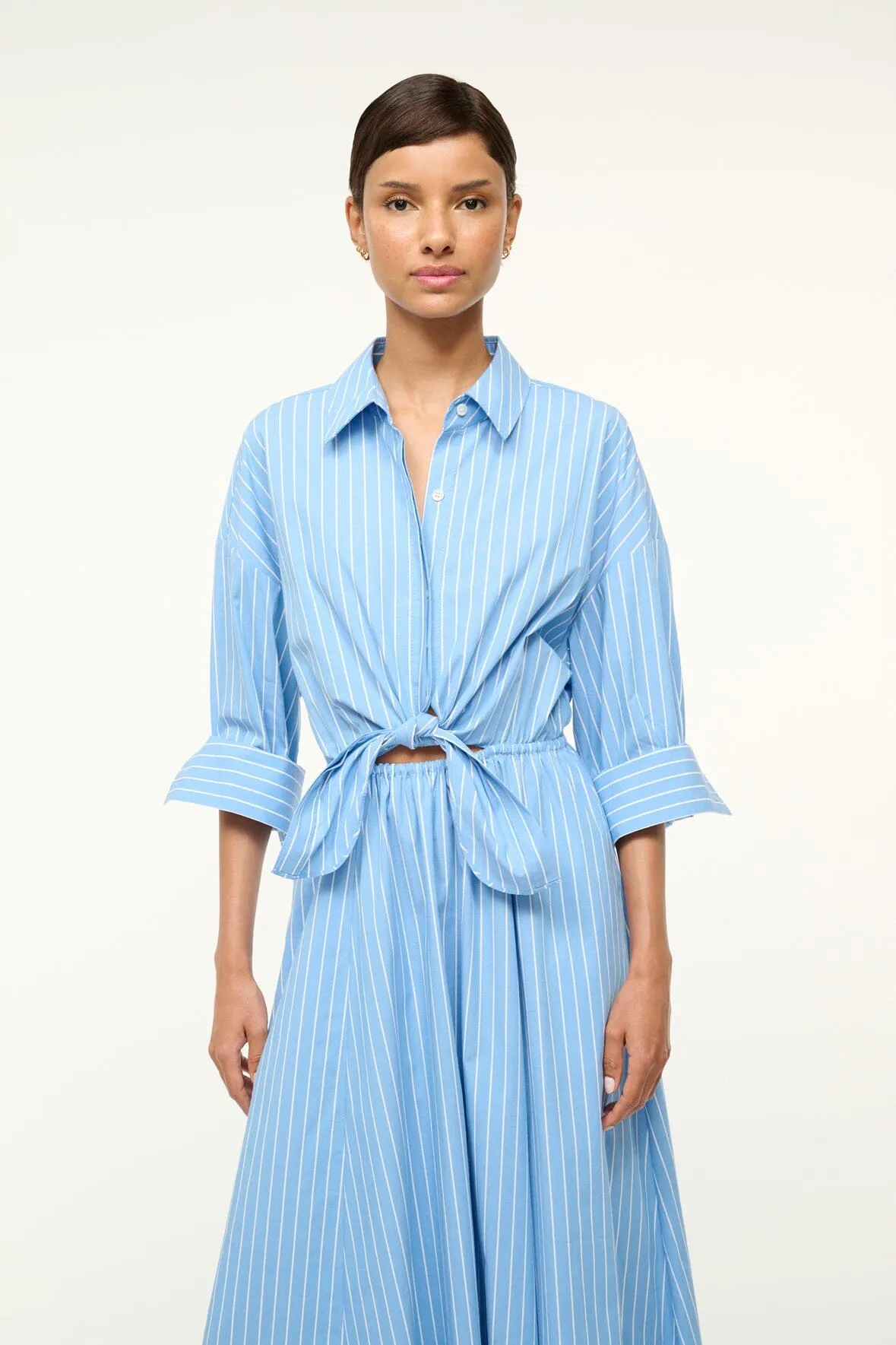 LISA DRESS | AZURE PINSTRIPE