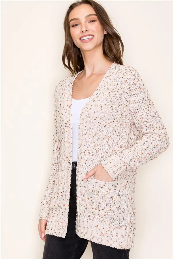 Long Cardigan Popcorn Sweater