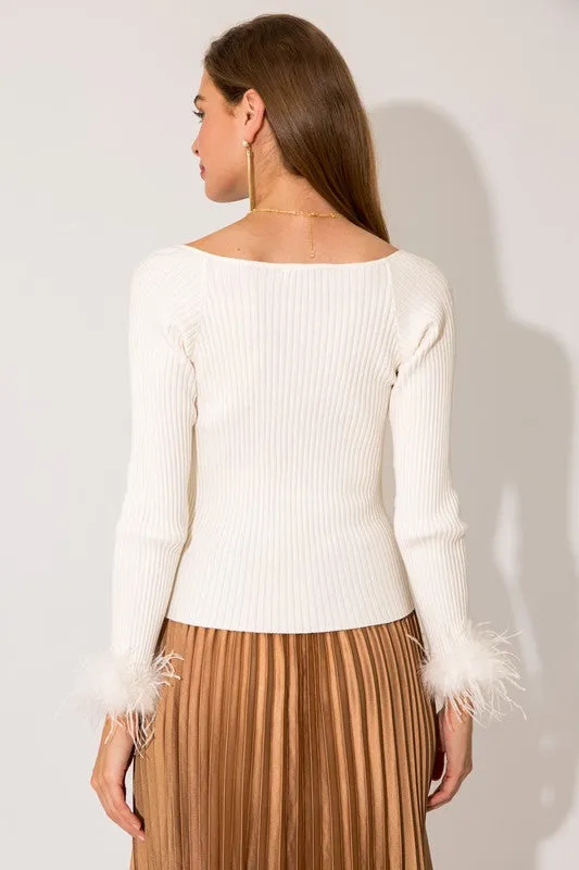 Long Sleeve Sweethear Neck Line Ribbed Top