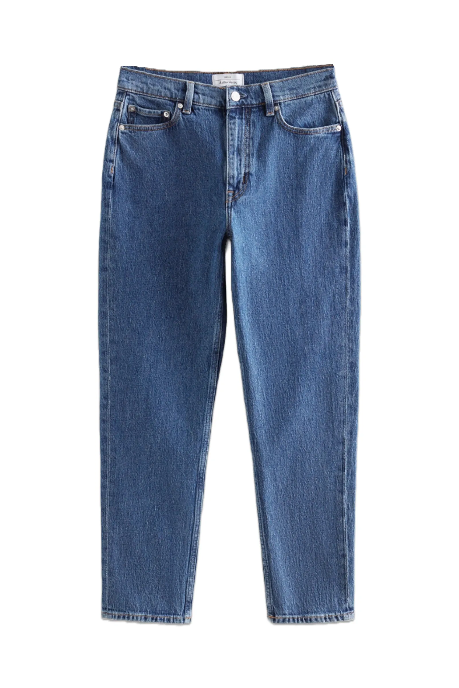 Low Rise Tapered Jeans in Mid Blue