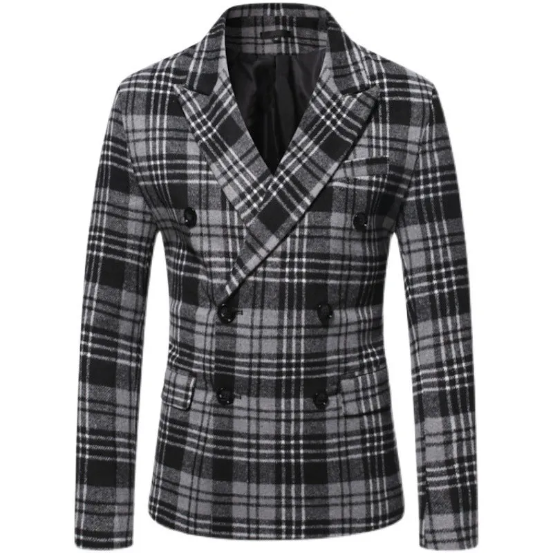 Men's Loose-fitting Sanding Thickened Plaid Suit Jacket