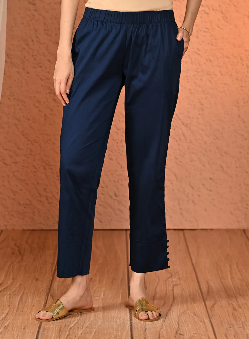 Mia Dark Blue Relaxed Fit Pants for Women